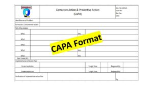 Corrective and Preventive Action Format, capa format, capa format in word, capa format in excel