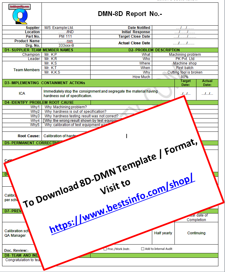 8D Report Template