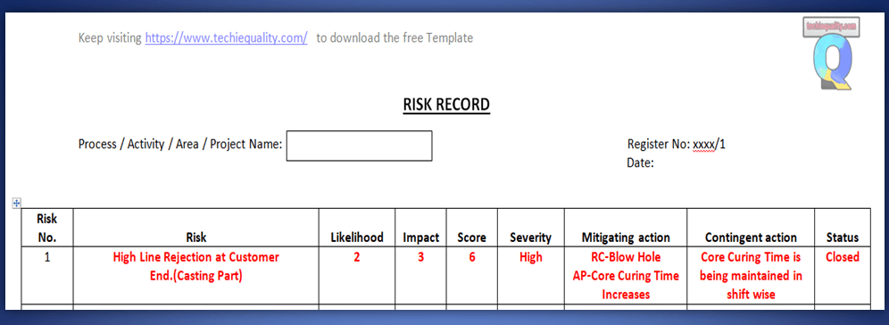 Risk Register Template