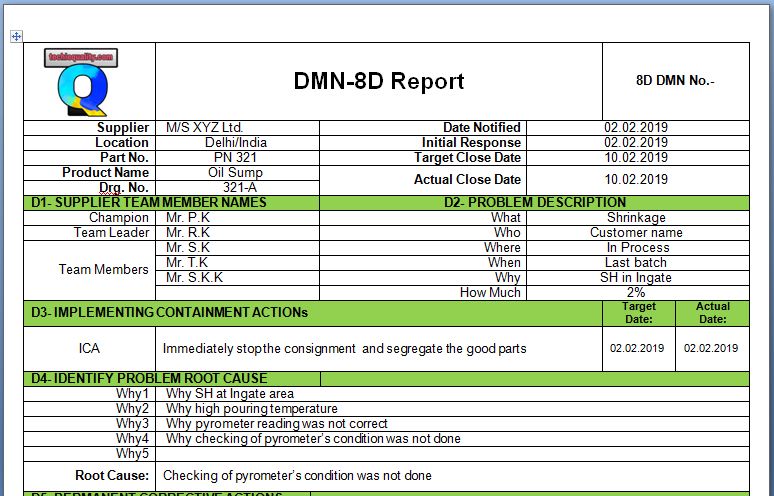 8d Report Format Template Detrester