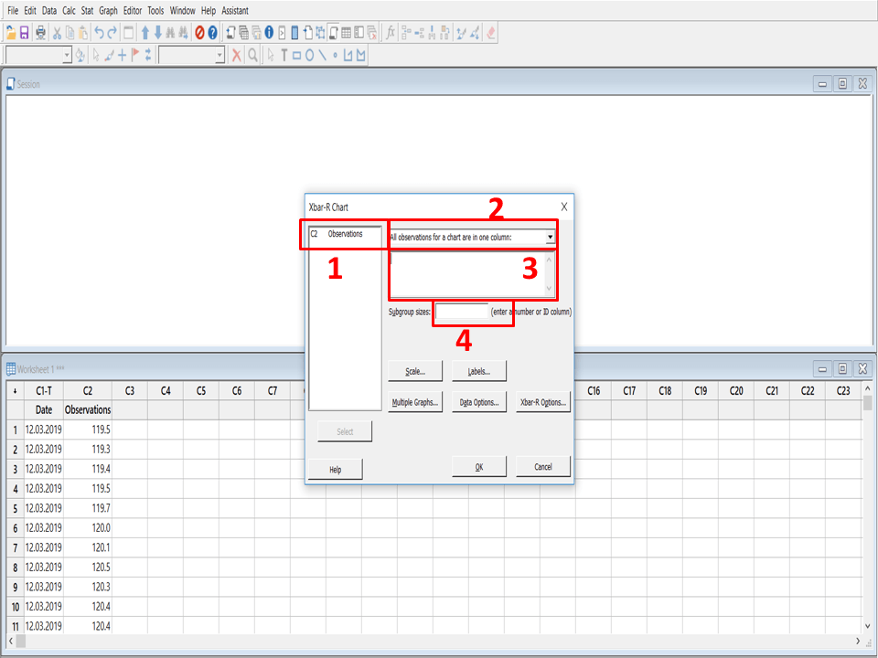 Control Chart in Minitab