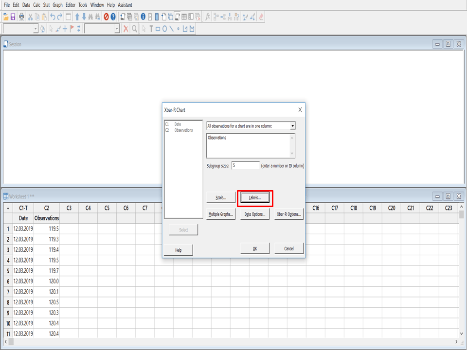 Control Chart in Minitab