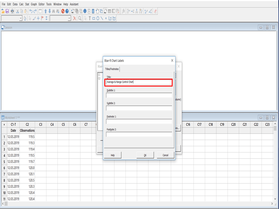 Control Chart in Minitab