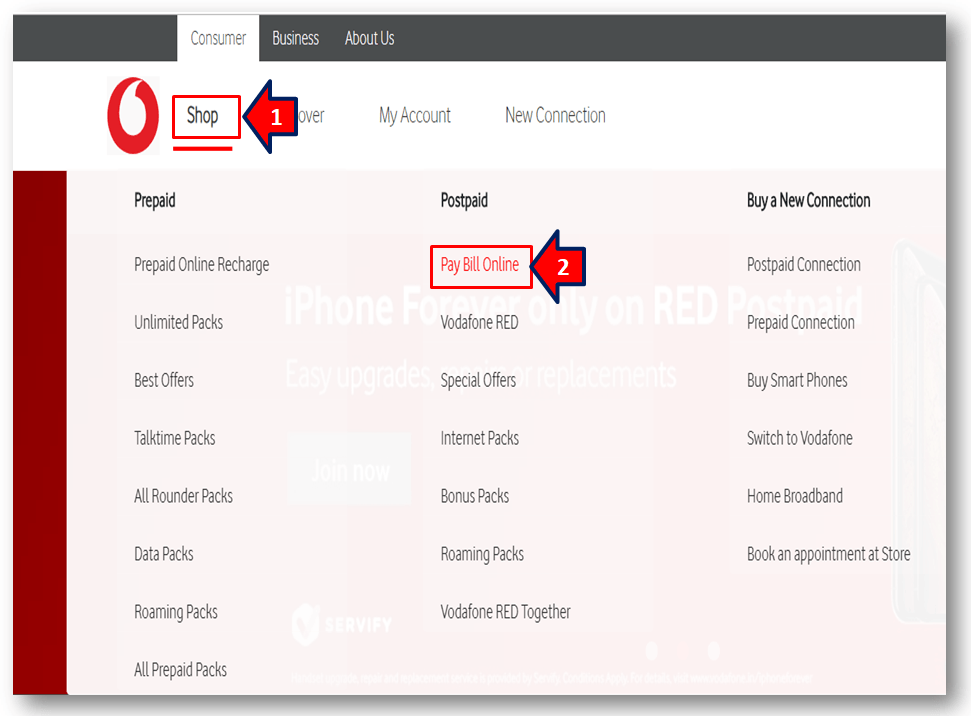 Vodafone Postpaid Online Bill Payment