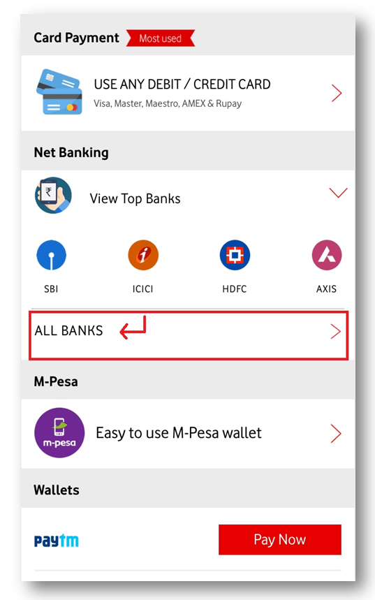 Vodafone Postpaid Bill Payment