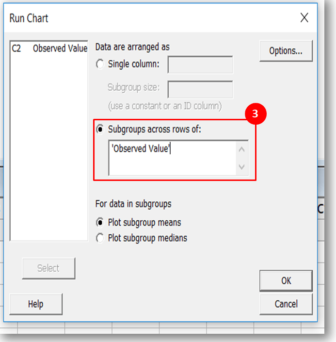 Run Chart in Minitab