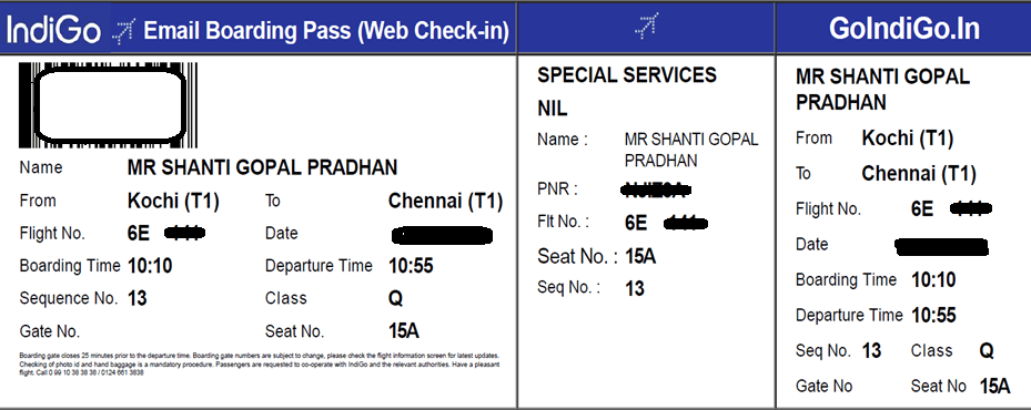 Indigo Web Check in Process