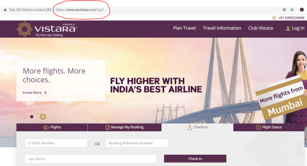 How to do web check in of Vistara flight