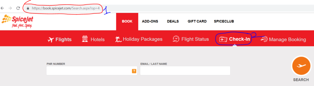 Spicejet web check in link