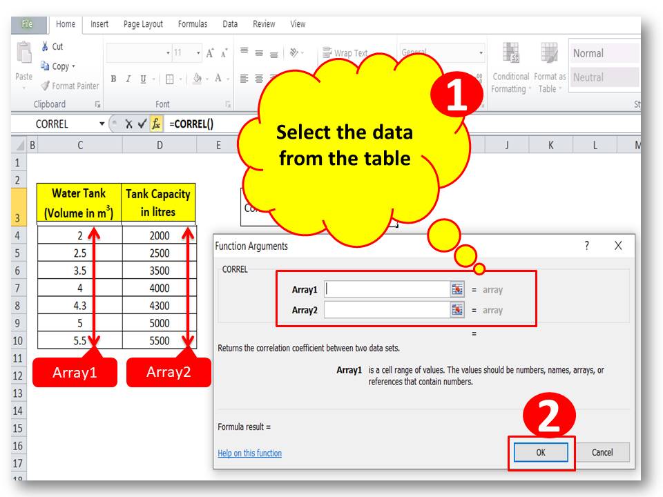 Correlation analysis in excel