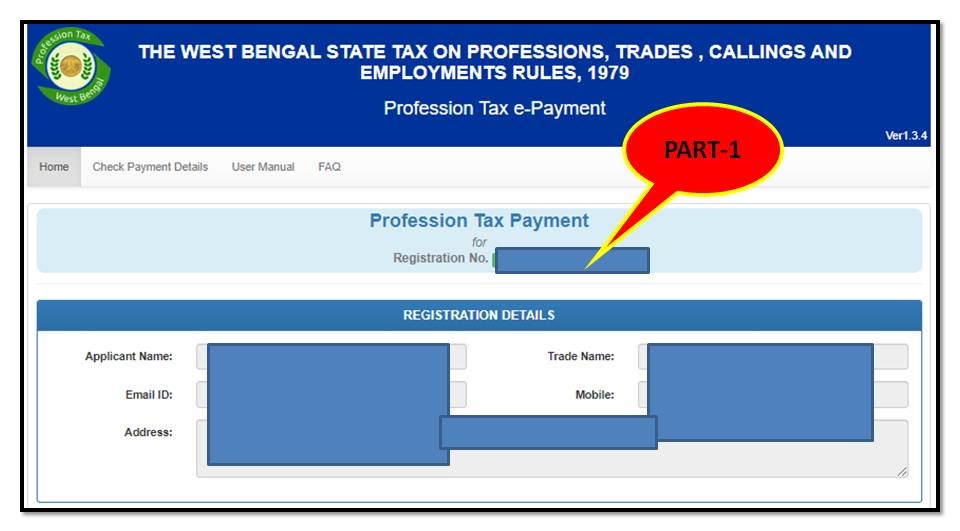 Professional tax online payment