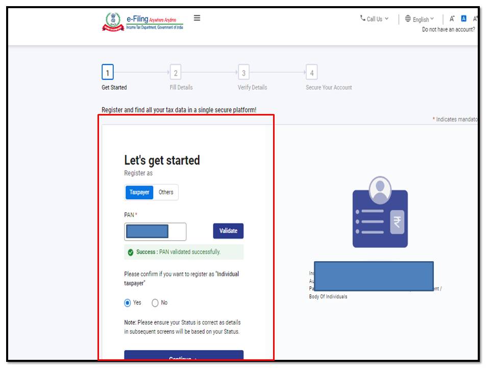 Income Tax Registration Process