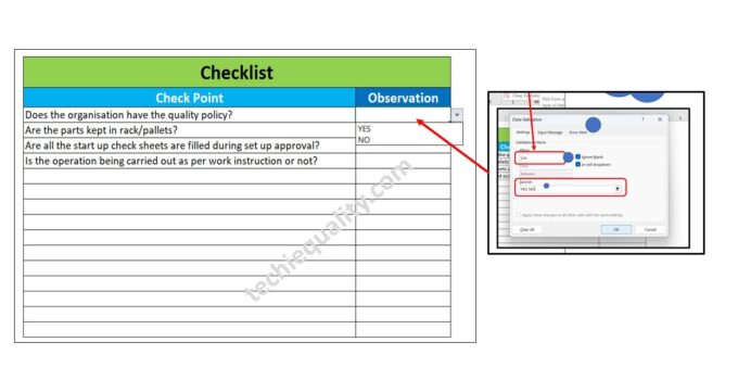 Drop Down List in Excel