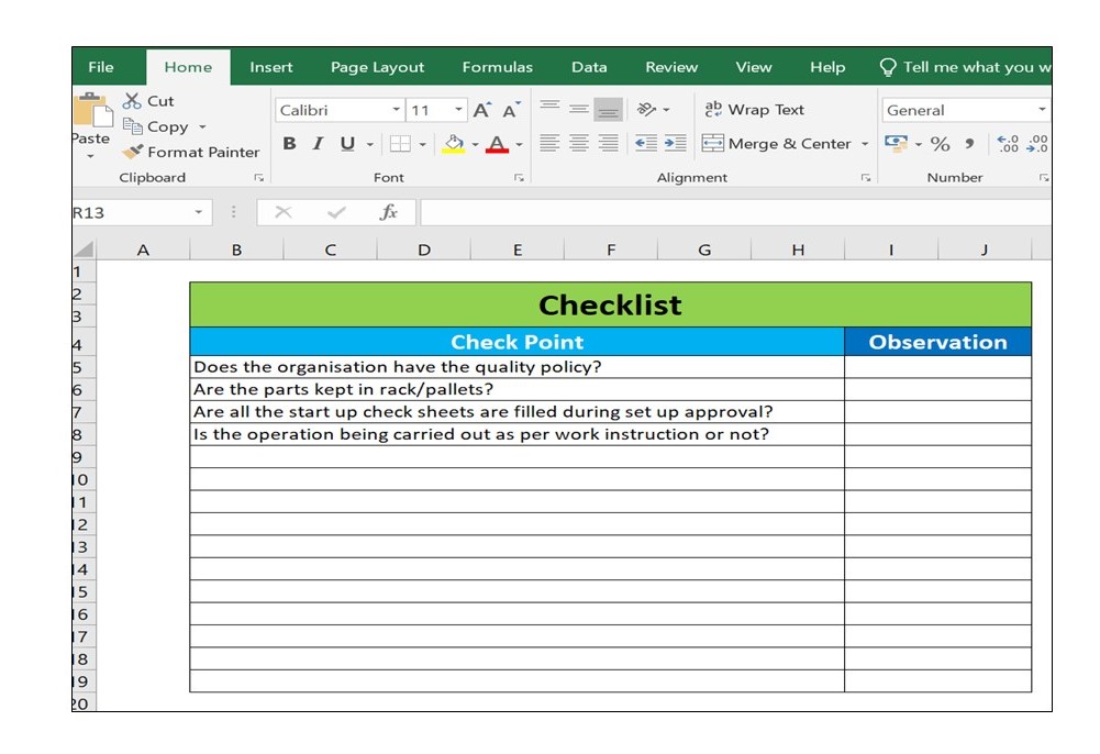 Drop Down List in Excel