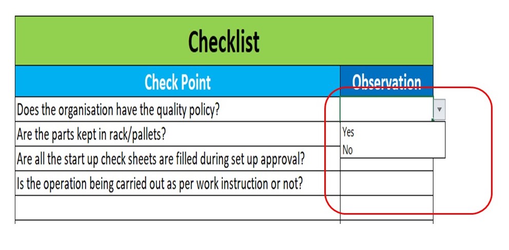 Drop Down List in Excel